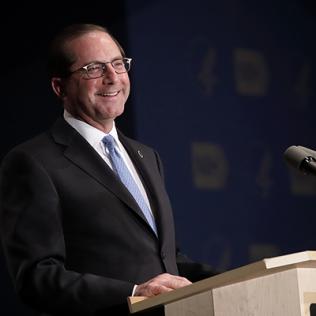 Alex Azar at the podium