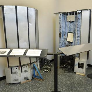 The old Cray supercomputer is on exhibit in the Bldg. 31 lobby.