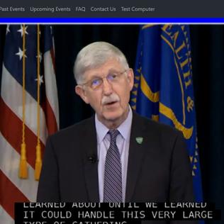 Dr. Collins opens videocast.