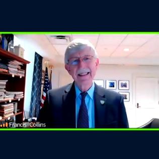 Dr. Austin and Dr. Collins smile during a virtual Zoom meeting