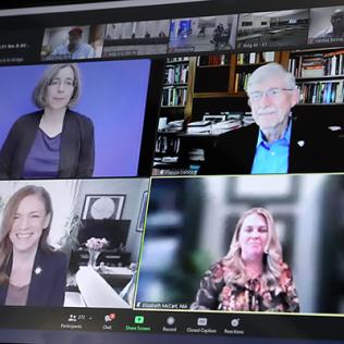 image of screen grid featuring 4 people shown individually in boxes 