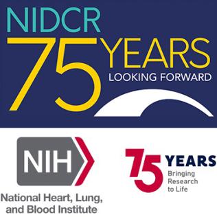 Banners commemorating 75 years of research for NIDCR and NHLBI