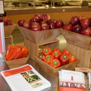 A display of red, heart-healthy foods