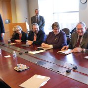 Drs. Collins and Tabak meet with group.