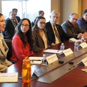 Drs. Collins and Tabak visit with trainees.