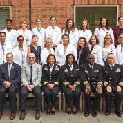 PAs assemble for group shot on patio outside the Clinical Center