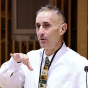 Androphy speaks from the podium