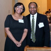 Gaillard and Rodgers pose together at exhibit.