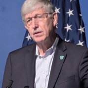 Dr. Collins speaks at podium