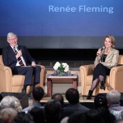 Collins and Fleming speak on stage