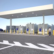 Rendering of gas station pumps