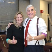 Eric and Emily Hargan gives a thumbs up