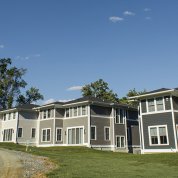 View of the back of four new FAES houses along Cypress Avenue