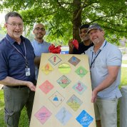 A cornhole game to learn more about hazardous chemicals, displayed by Bauman and colleagues