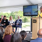 Sherry, Bertagnolli, Jorgenson and Berger watch Tyson Head speak