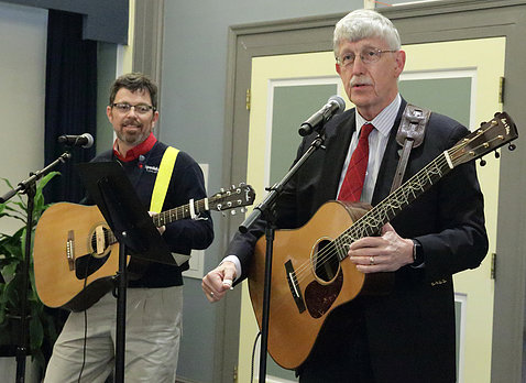 Collins, Smith play their guitars in Wilson Hall.