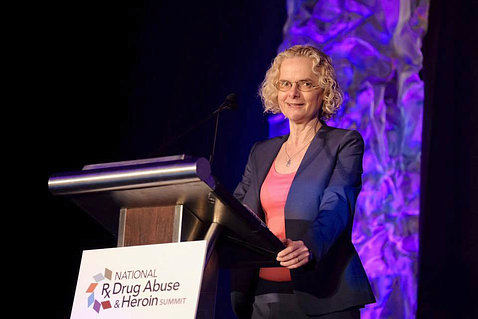 NIDA director Dr. Nora Volkow speaks at the event.