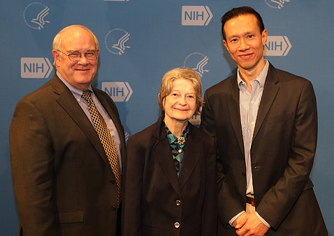 Dr. Sieving poses with Drs. Sayer, Wong