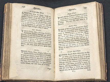 An 18th century cookbook lays open 