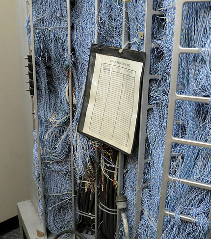 On exhibit: the wiring, computer boards and cooling system of the old Cray. 
