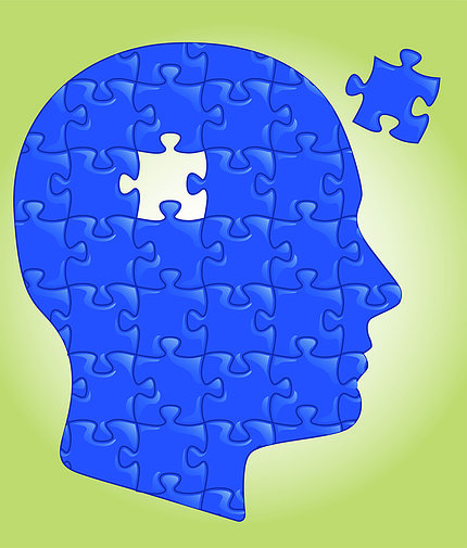 Man head silhouette with missing puzzle piece
