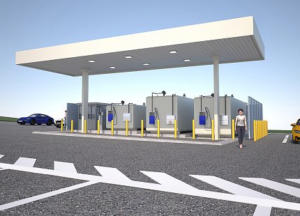 Rendering of gas station pumps