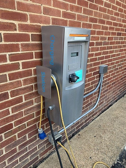 A charging station on campus