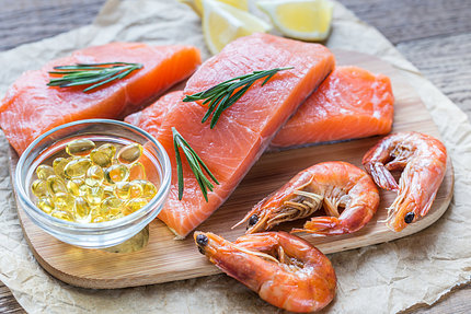 Assortment of foods rich in omega-3 fatty acids