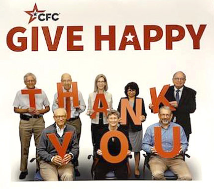 CFC Marketing Collateral featuring employees letters that spell out "thank you"