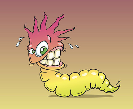 Cartoon of a stressed worm.