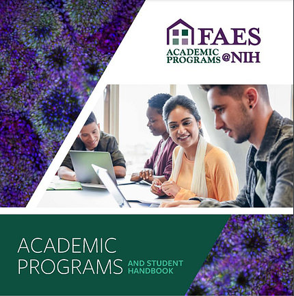 cover image of FAES catalog with FAES logo and photo of students using laptops