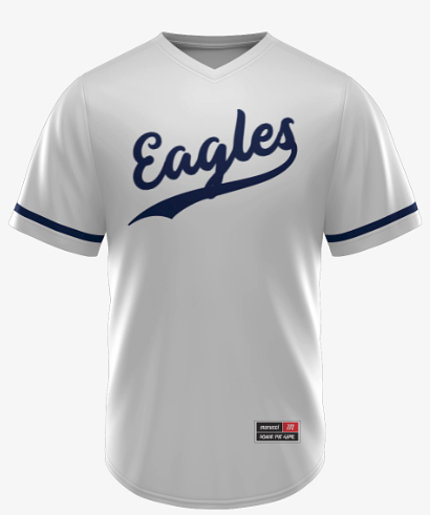 white baseball jersey with Eagles written in script