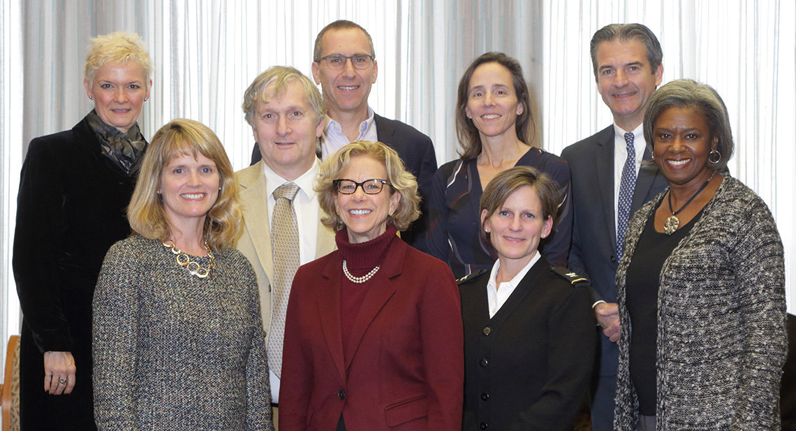 NICHD director Dr. Diana Bianchi poses with new members to the institute's advisory council