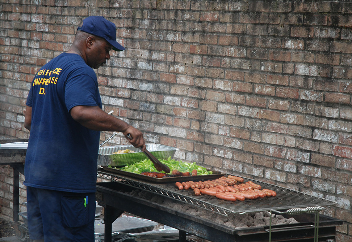 Lt. Lawrence Brown at the grill.