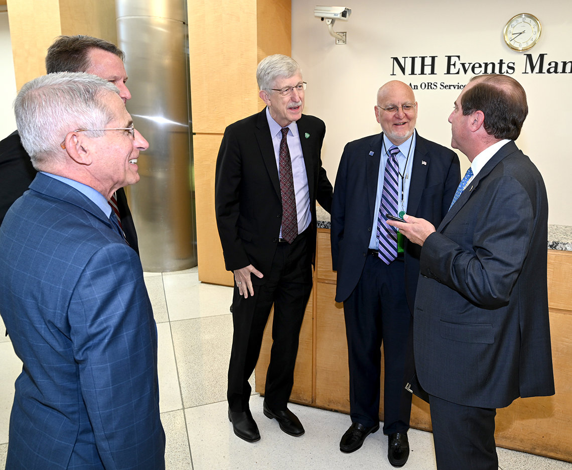 Secretary Azar is greeted by NIH officials.