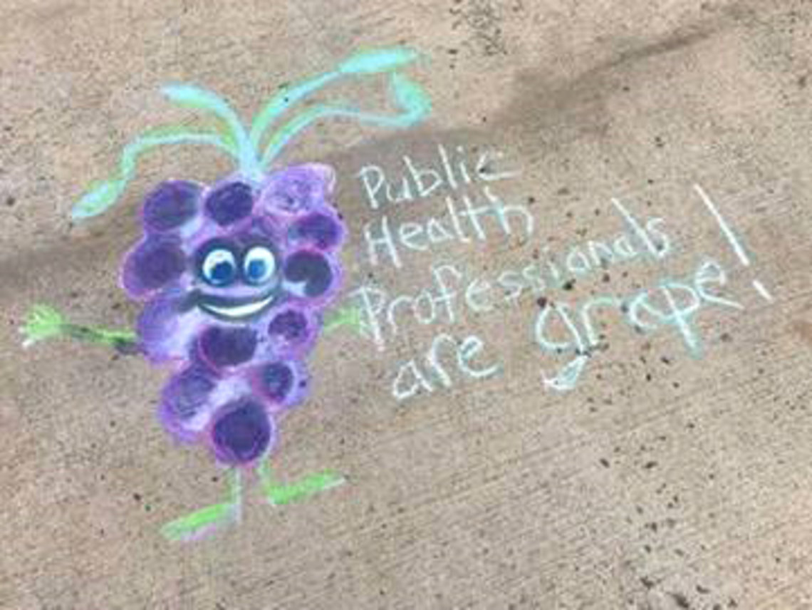 A cartoon grape says "Public health professionals are grape!"