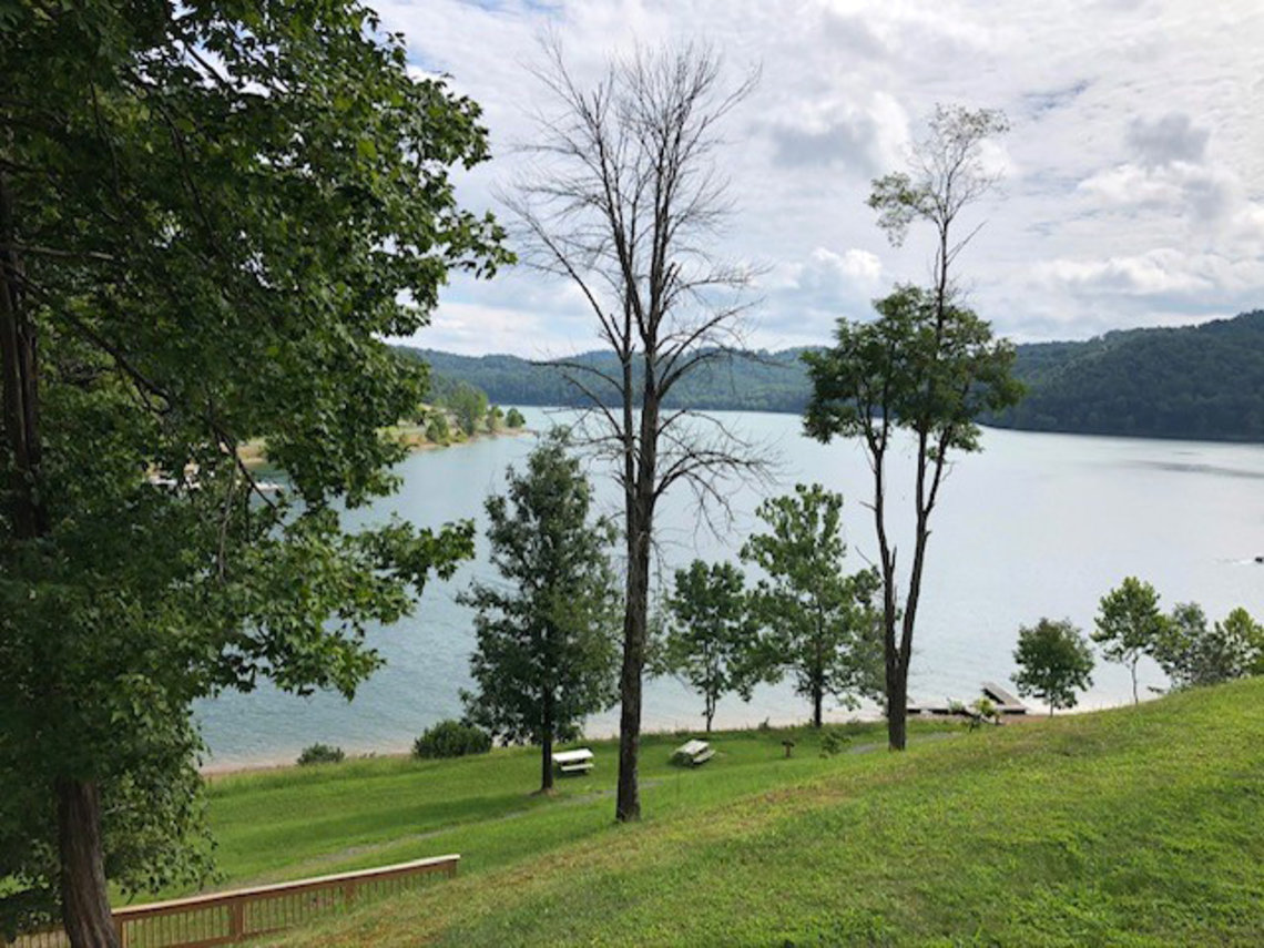 Atop a hill overlooking the lake at Tygart Lake State Park