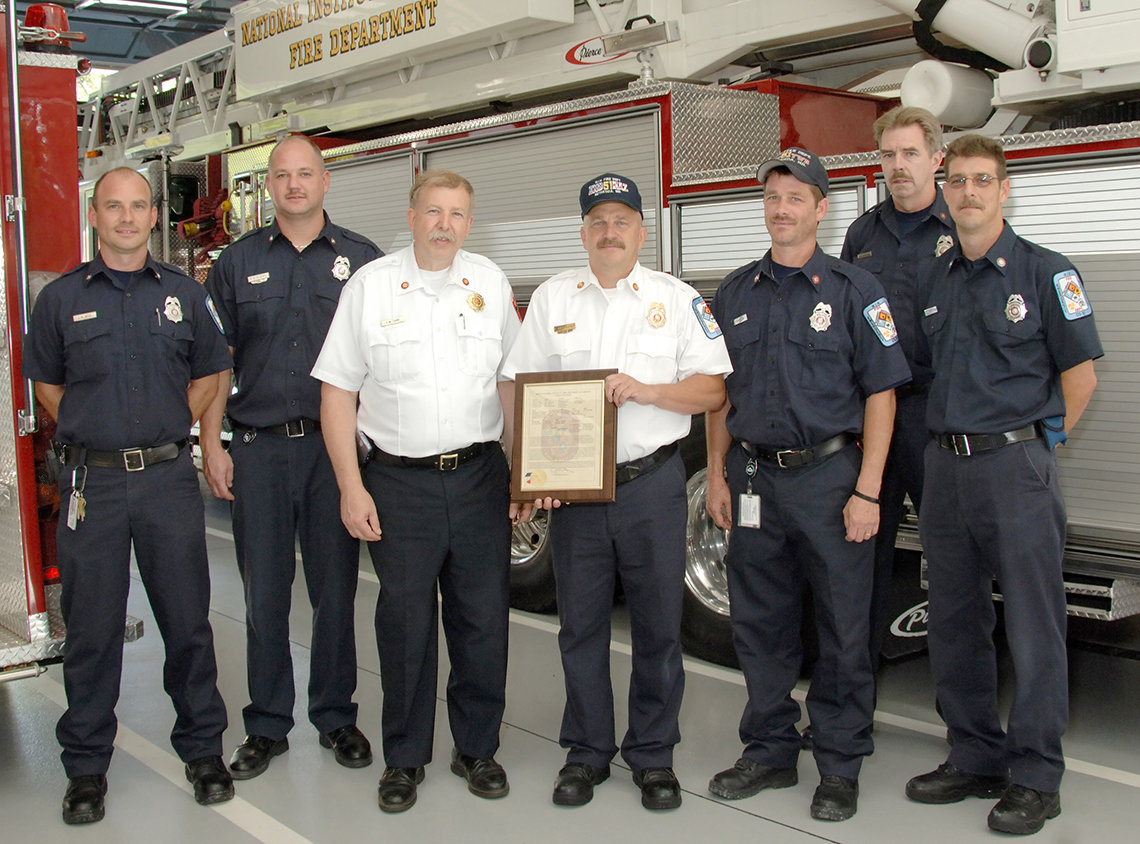 A group photo of fire fighters