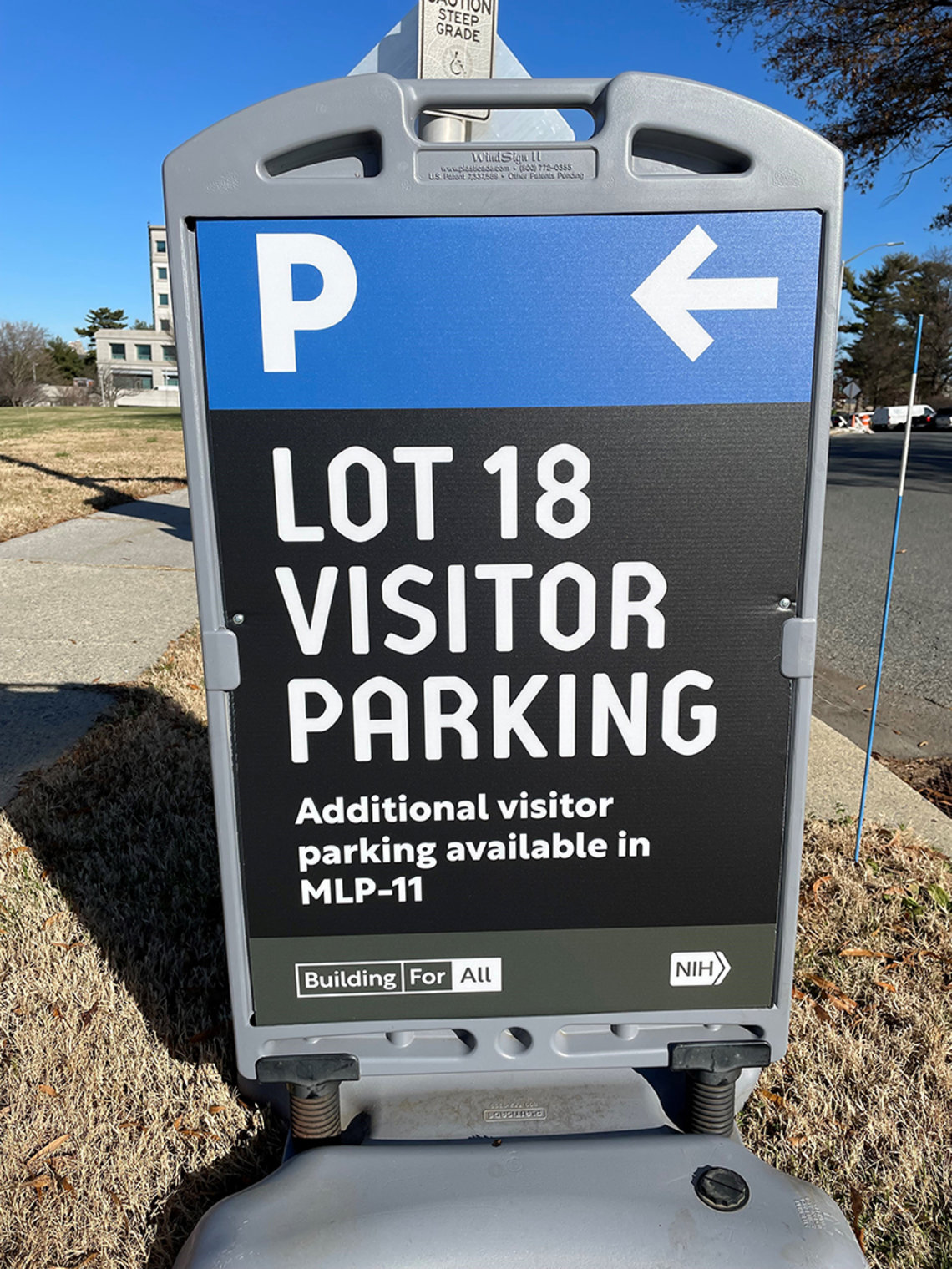Sign for new parking lot 18