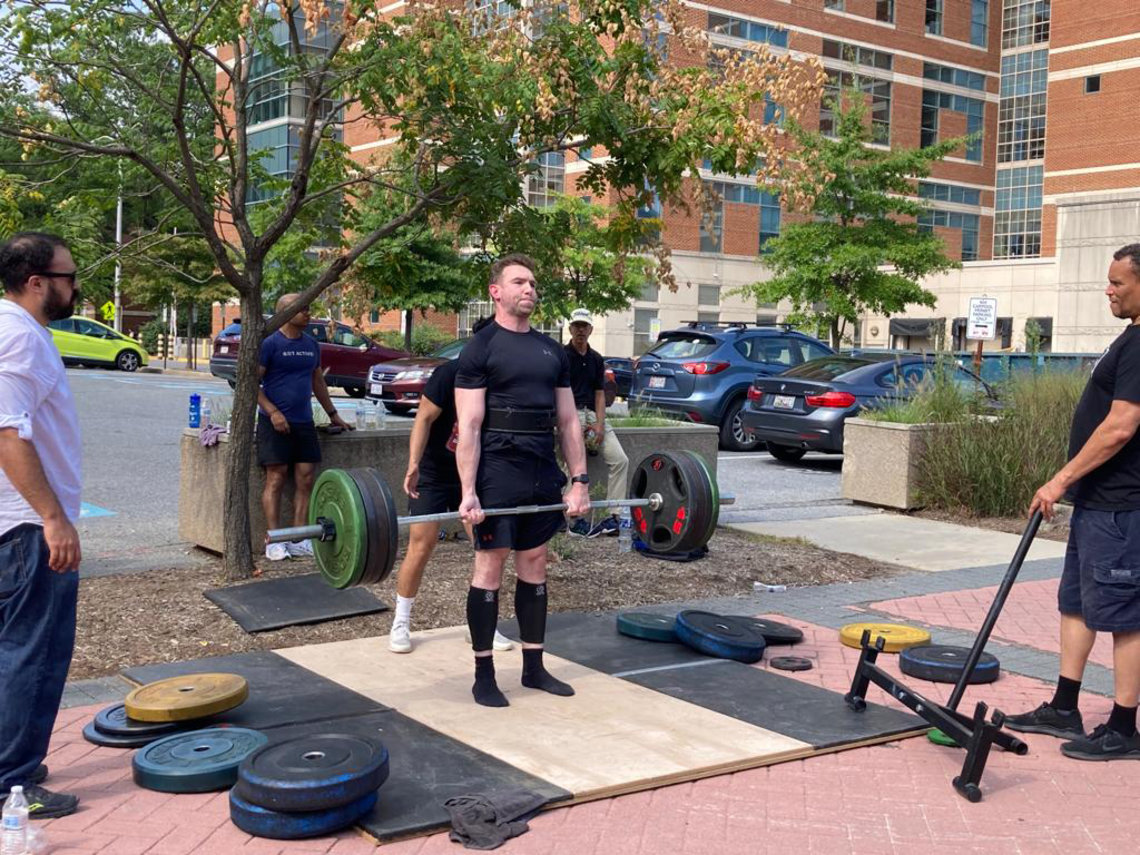 Marshall performs a deadlift rep