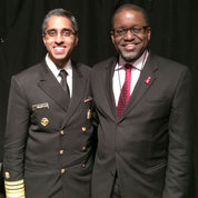 NHLBI also participated in the Red Dress Fashion Show in New York City, which featured celebrities walking the runway in red dresses created by fashion designers. Gibbons attended the star-studded event and was joined by U.S. Surgeon General Vivek Murthy.