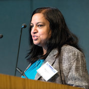 Dr. Shashi Amur of FDA’s Office of Translational Sciences at the Center for Drug Evaluation and Research provides strategies for biomarker identification. PHOTO: ANDREW PROPP