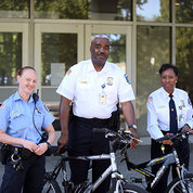 Police officers with donated bikes