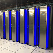 The Biowulf supercomputer with its cooling system in a server room
