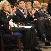 Flashback. At left, Shriver family attending the NICHD anniversary program in 2008 include (from l) honoree Eunice Kennedy Shriver; her son, Dr. Timothy Shriver; his wife, Linda Potter Shriver; Eunice’s husband, Sargent Shriver; and the honoree’s sister, Jean Kennedy Smith. PHOTO: ERNIE BRANSON