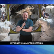  Collins speaks from his office and Rubins speaks in a microgravity environment, so her her floats