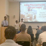 Pathways intern Johnson and his colleagues present their project to an ORF audience. COURTESY TAMMIE EDWARDS