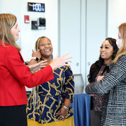 ORS Director Colleen McGowan (l) and NIH Acting Principal Deputy Director Dr. Tara Schwetz (r) recently thanked DPSAC leaders and team for extraordinary service over the last 2+ years. PHOTO: CHIA-CHI CHARLIE CHANG