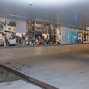 One side of the mural in the underpass highlights Walter Reed's mission. PHOTO: CHIA-CHI CHARLIE CHANG