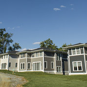 A view of the back of four new FAES houses along Cypress Avenue 